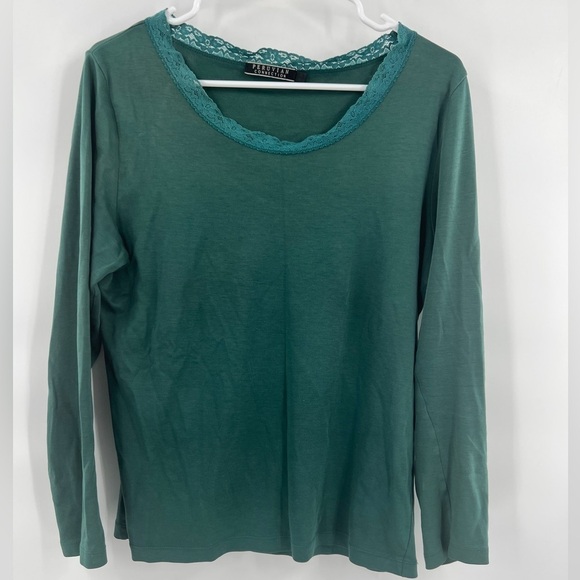 Peruvian Connection green blouse long sleeve M - Picture 2 of 7